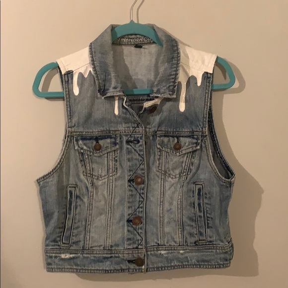 Custom Painted Jean Vest - Picture 2 of 2
